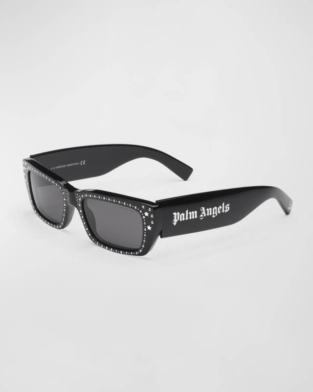 x Palm Angels Crystal Acetate & Plastic Rectangle Sunglasses